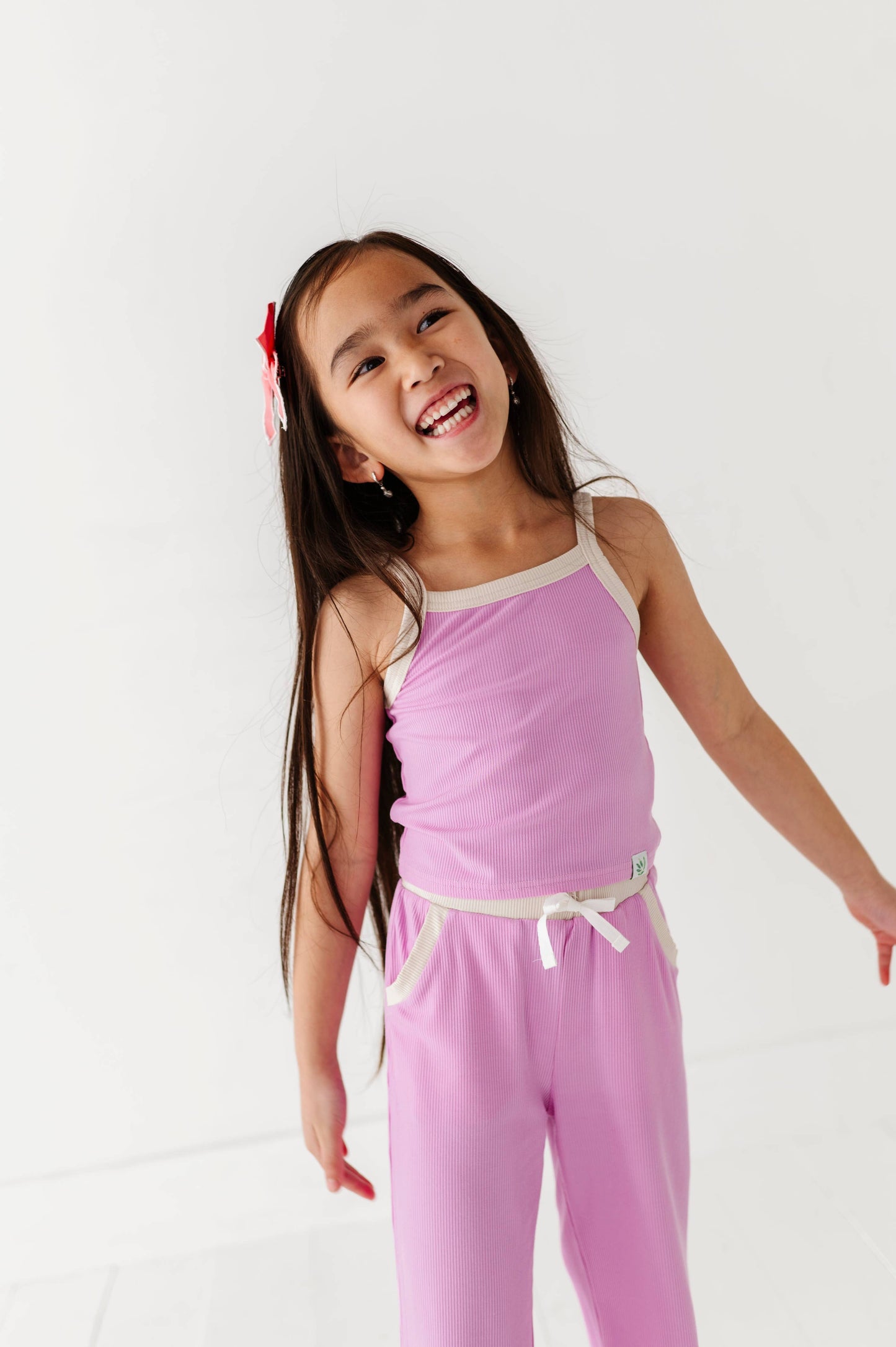 Lavendar | Ribbed Tank + Wide Leg Pants Set