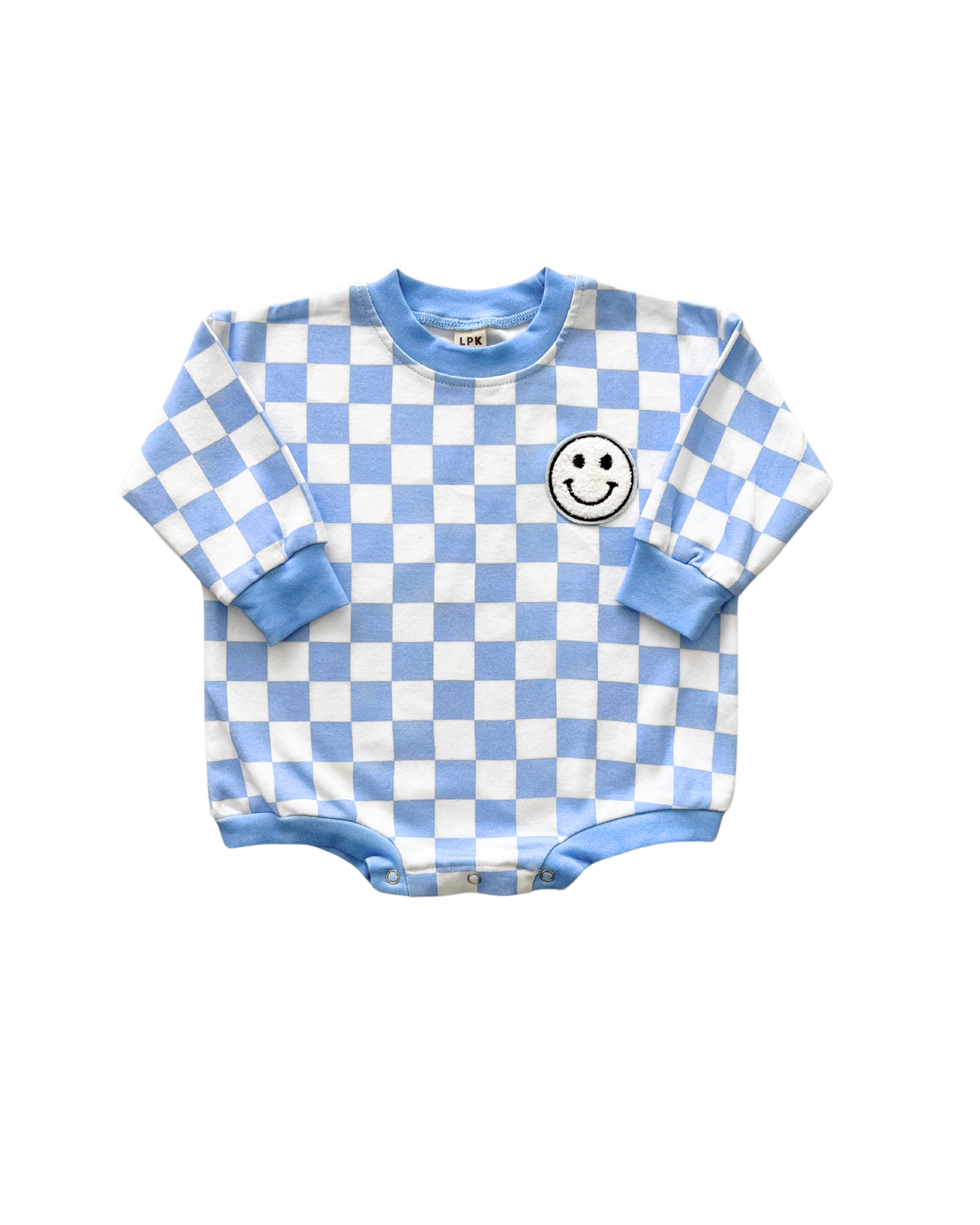 Checkered Smiley Bubble Romper