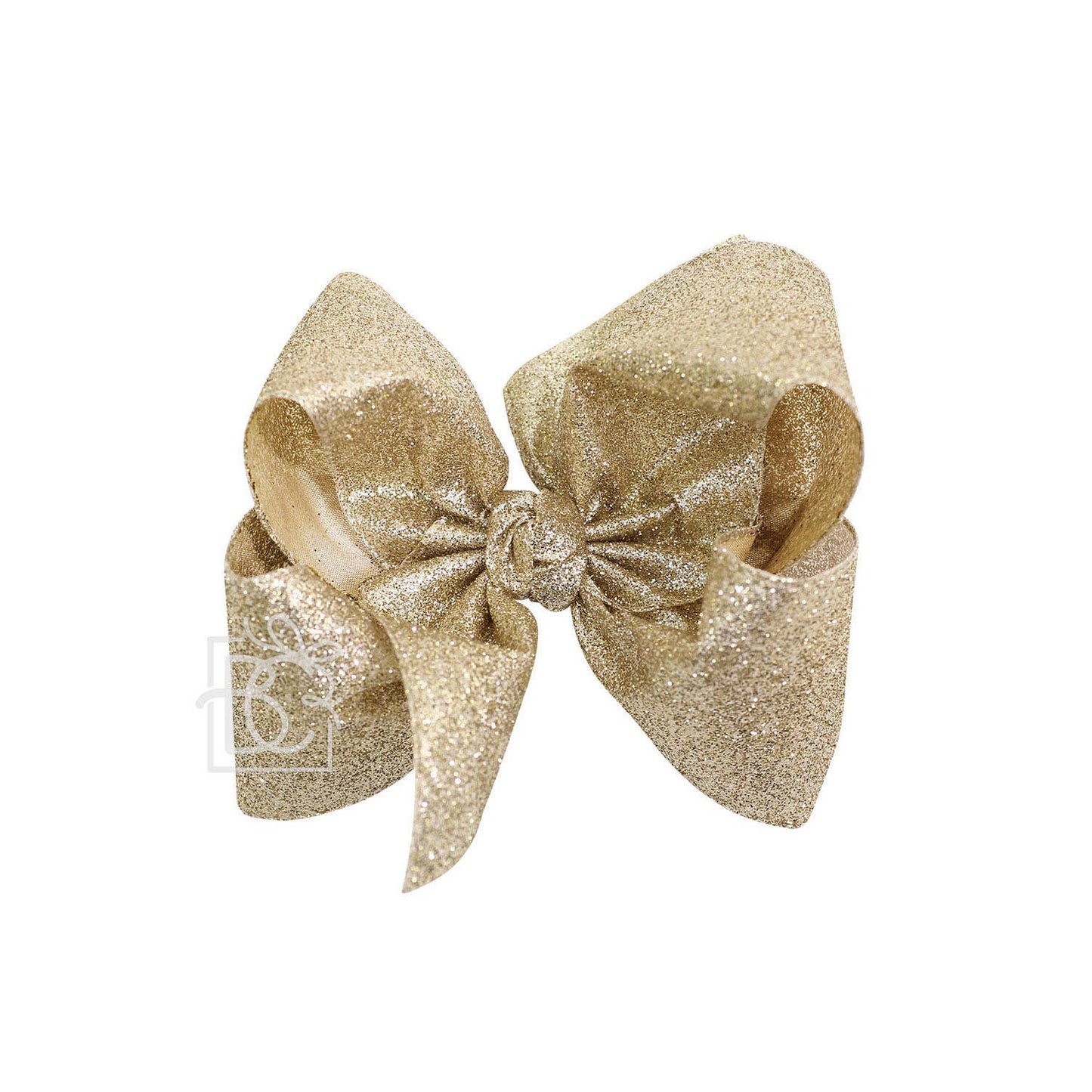 GLITTER METALLIC BOW ON CLIP: 6.5" Jumbo - 2.5" Ribbon on Lg. Alligator Clip / ROYAL BLUE