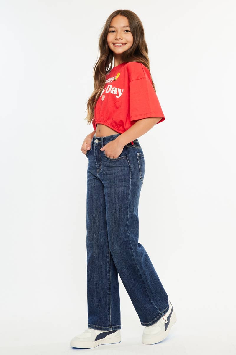 KanCan High Rise Wide Leg Jeans | Dark Wash