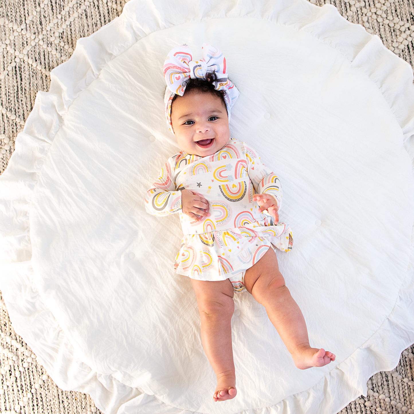 Millie Ruffle Zip Bamboo Rainbow Sleepies