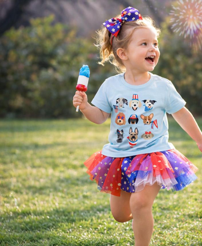 Patriotic Pups Tee | Light Blue