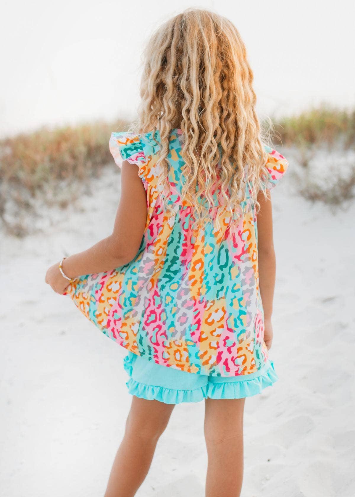 Rainbow Leopard Ruffle Spring Shorts Set