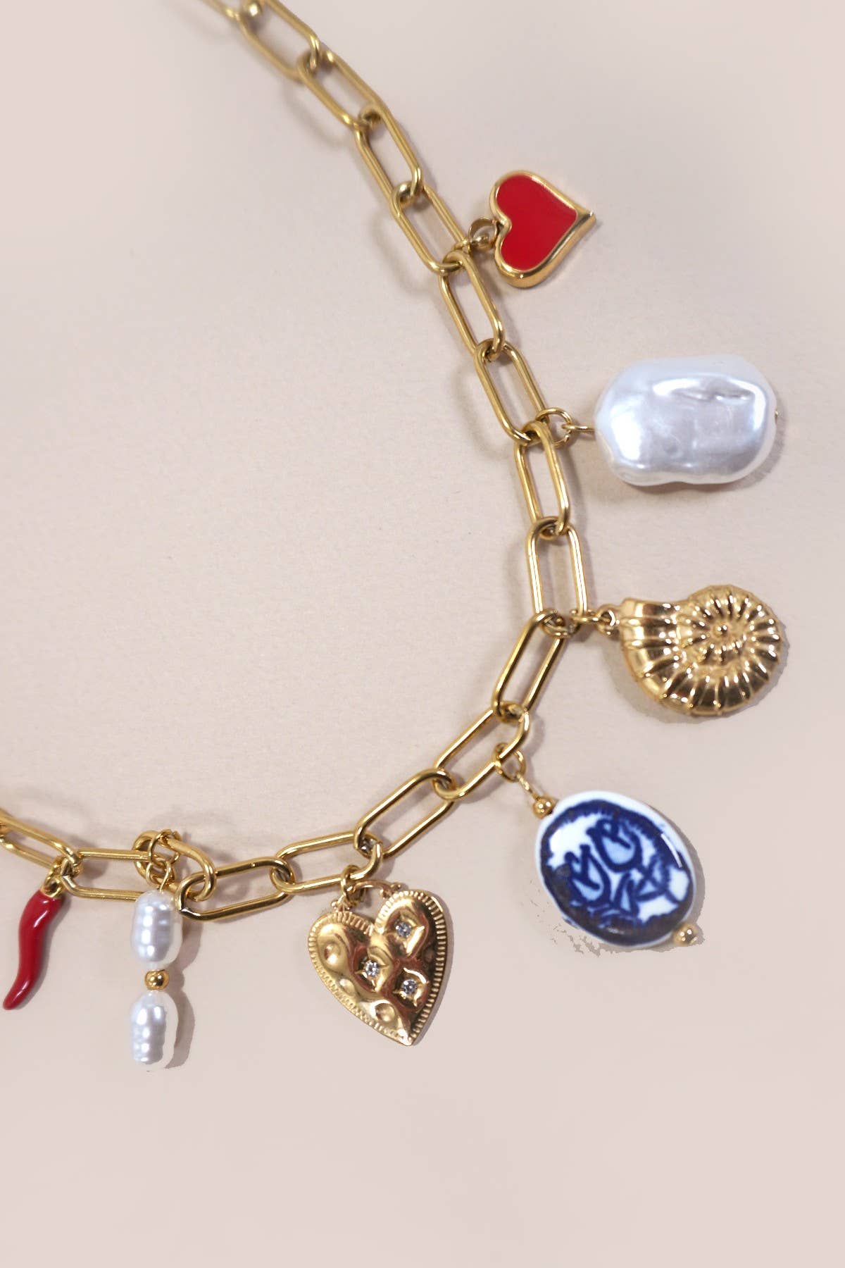 Chile Love | Stainless Steel Gold Charm Necklace