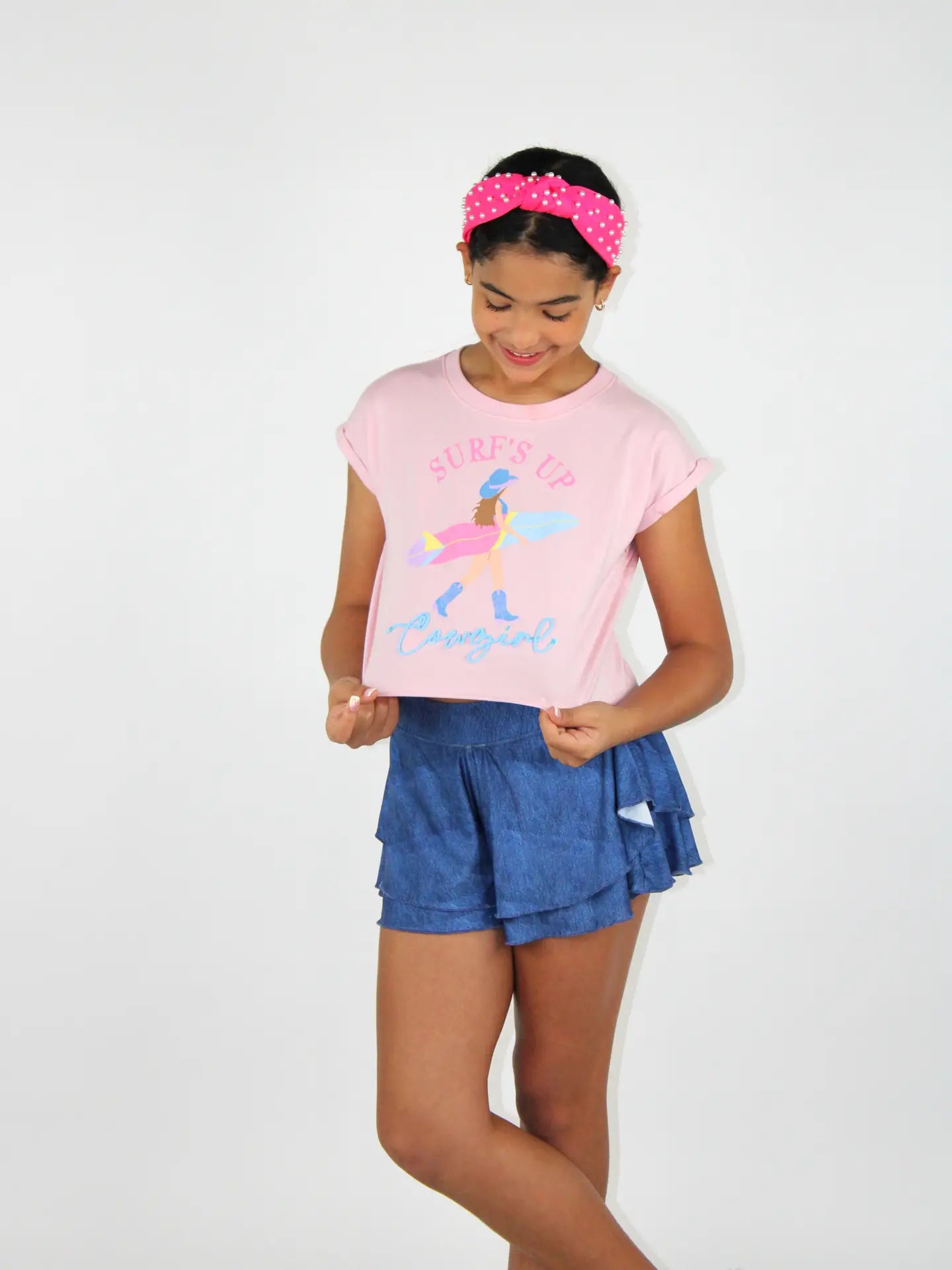 Denim Print Flows Butterfly Shorts