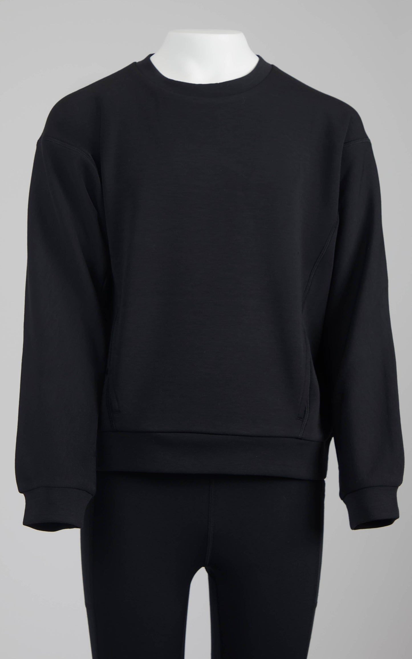 Soft Scuba Zuri Crew Neck Everyday Sweatshirt: Black
