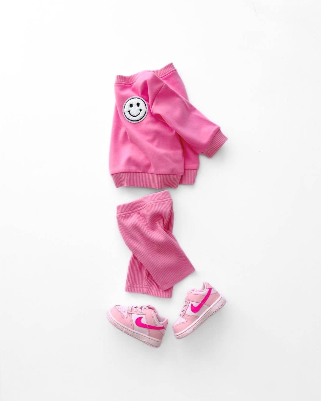 Pink Ribbed Biker Shorts Set