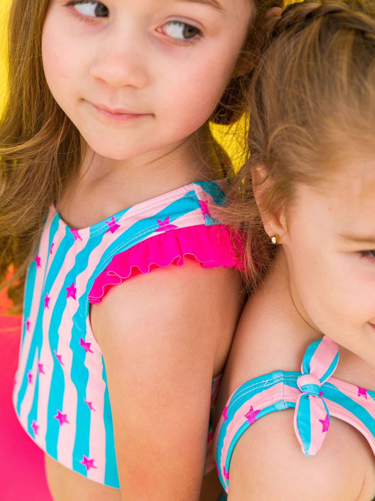 Neon Star Party Racerback Flutter Tankini