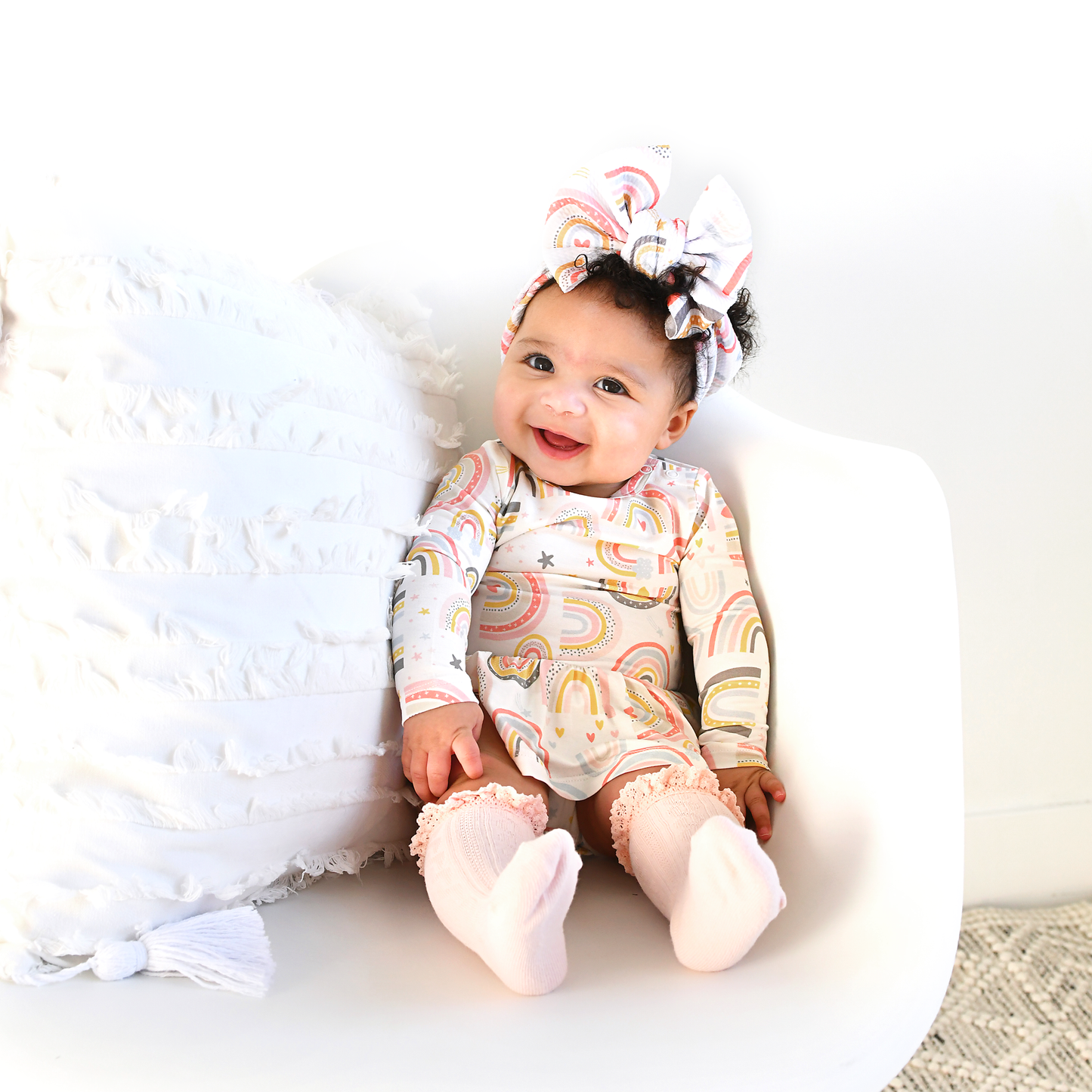 Millie Ruffle Zip Bamboo Rainbow Sleepies