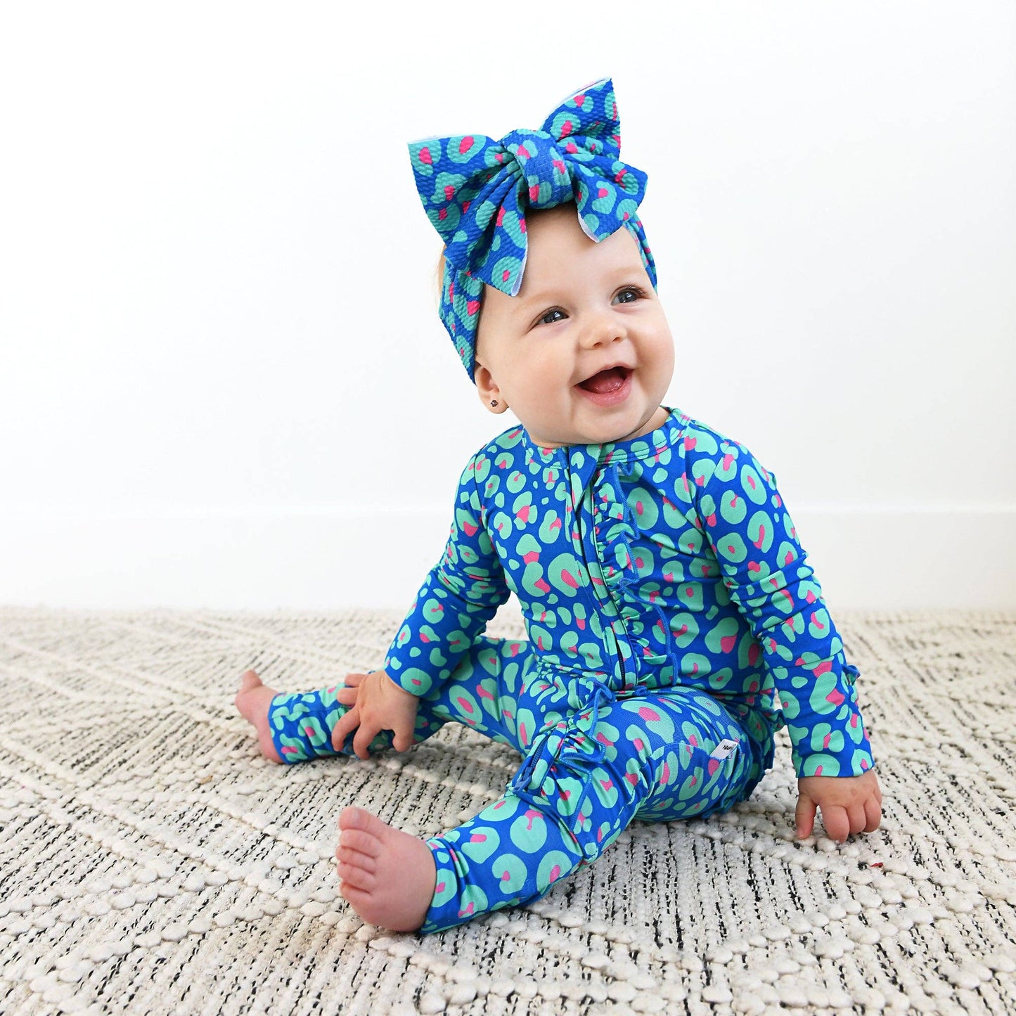 Miley Leopard Ruffle Zip Bamboo Baby Sleepies