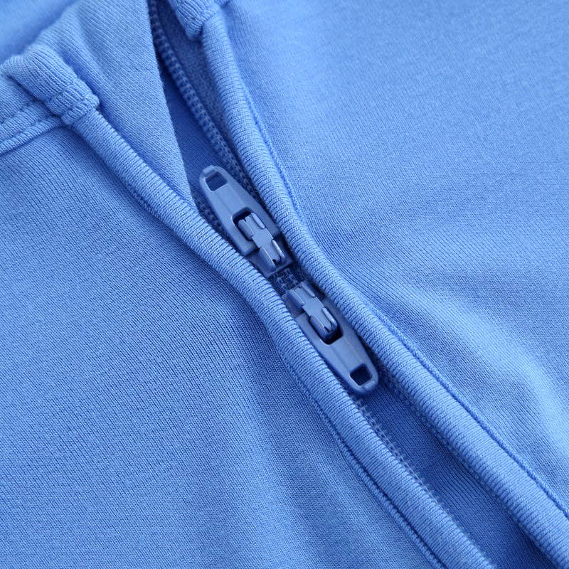 Pure Blue Zippered Romper NICU Friendly