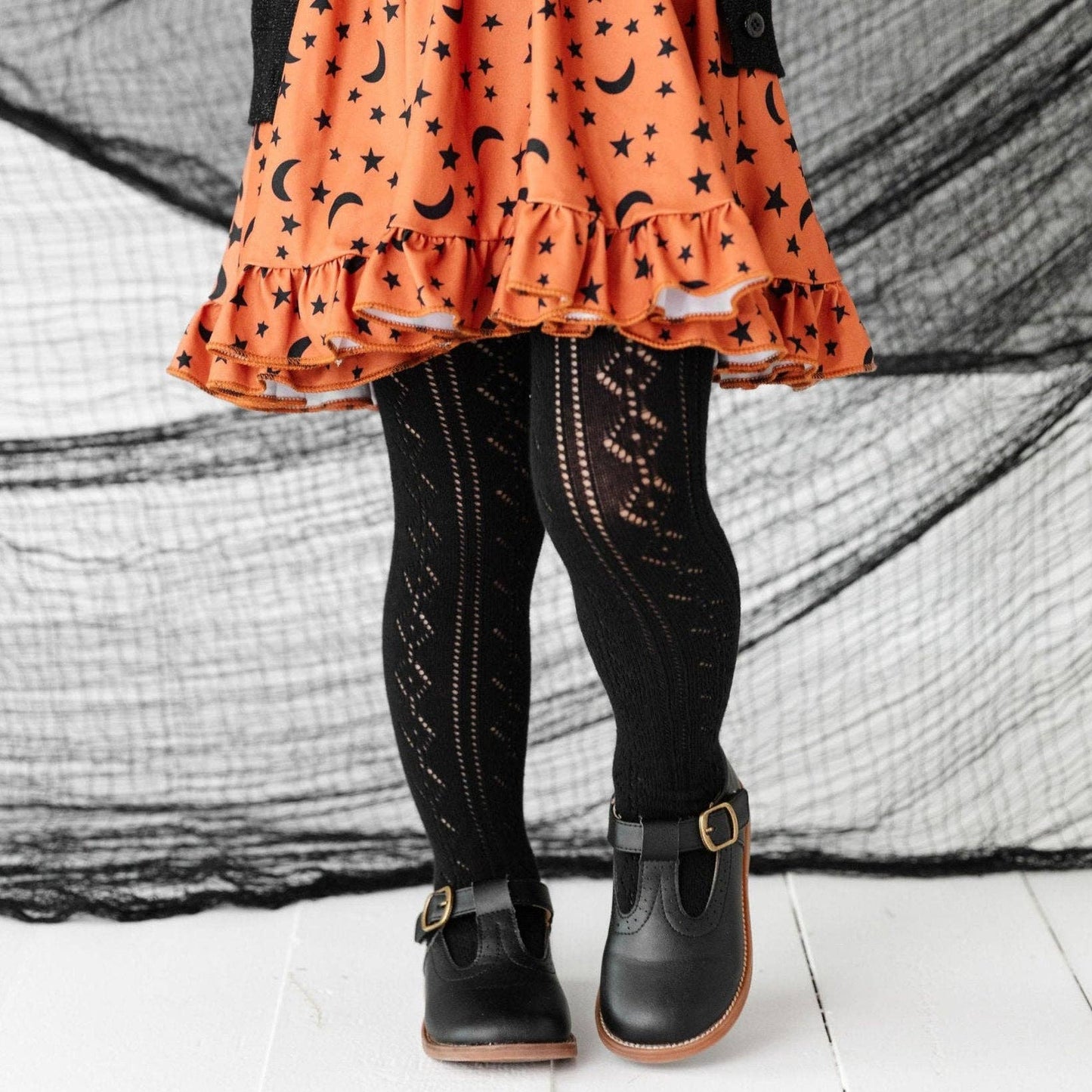 Black Fancy Knit Tights
