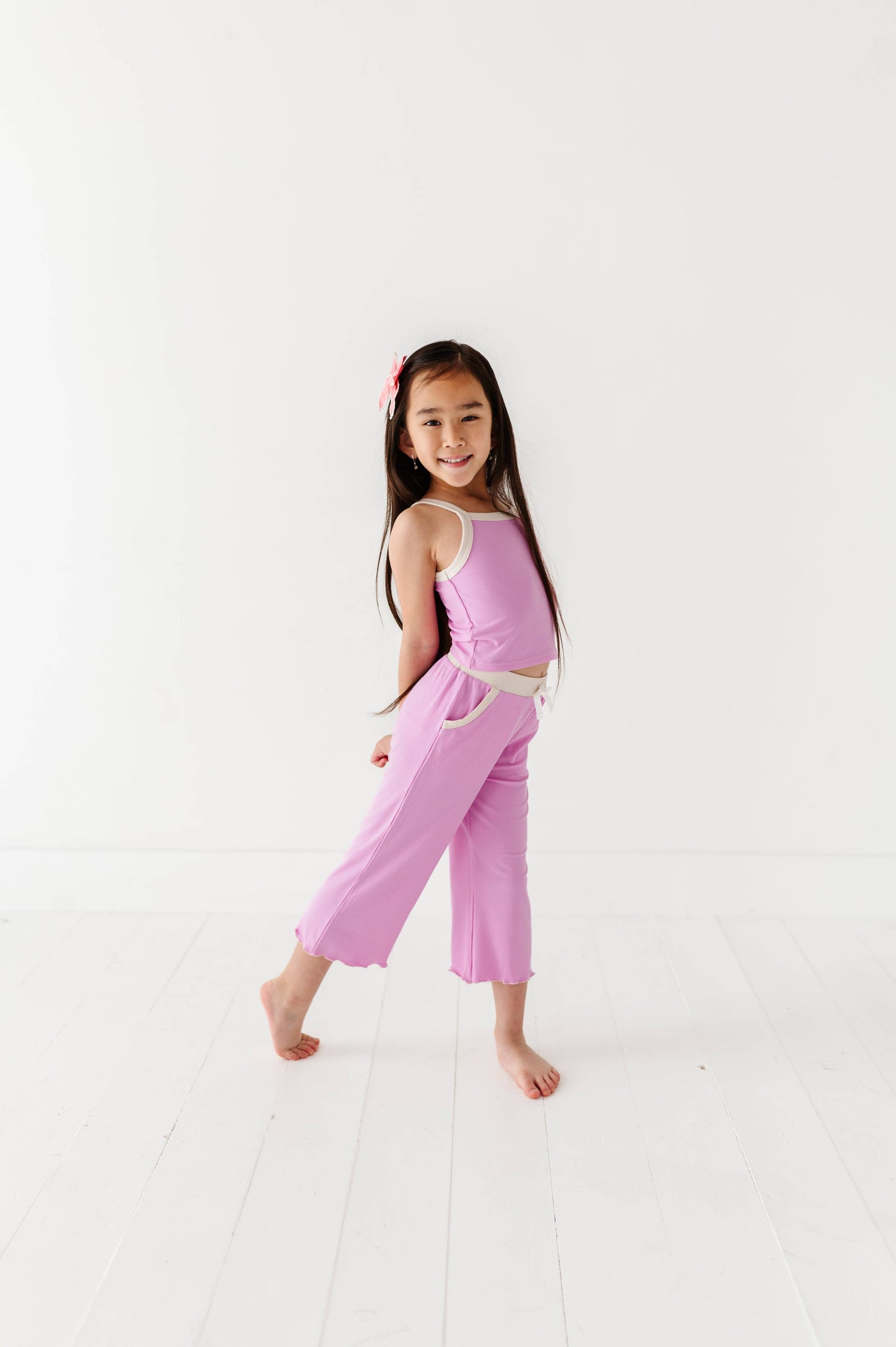 Lavendar | Ribbed Tank + Wide Leg Pants Set