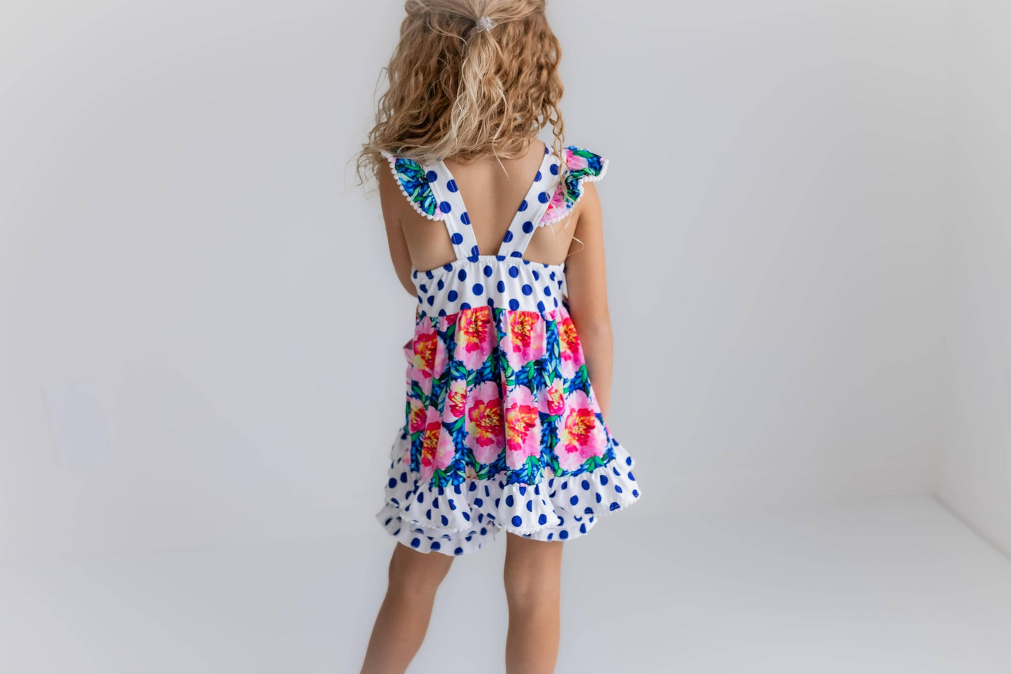Floral & Polka Dot Ruffle Shorts Set