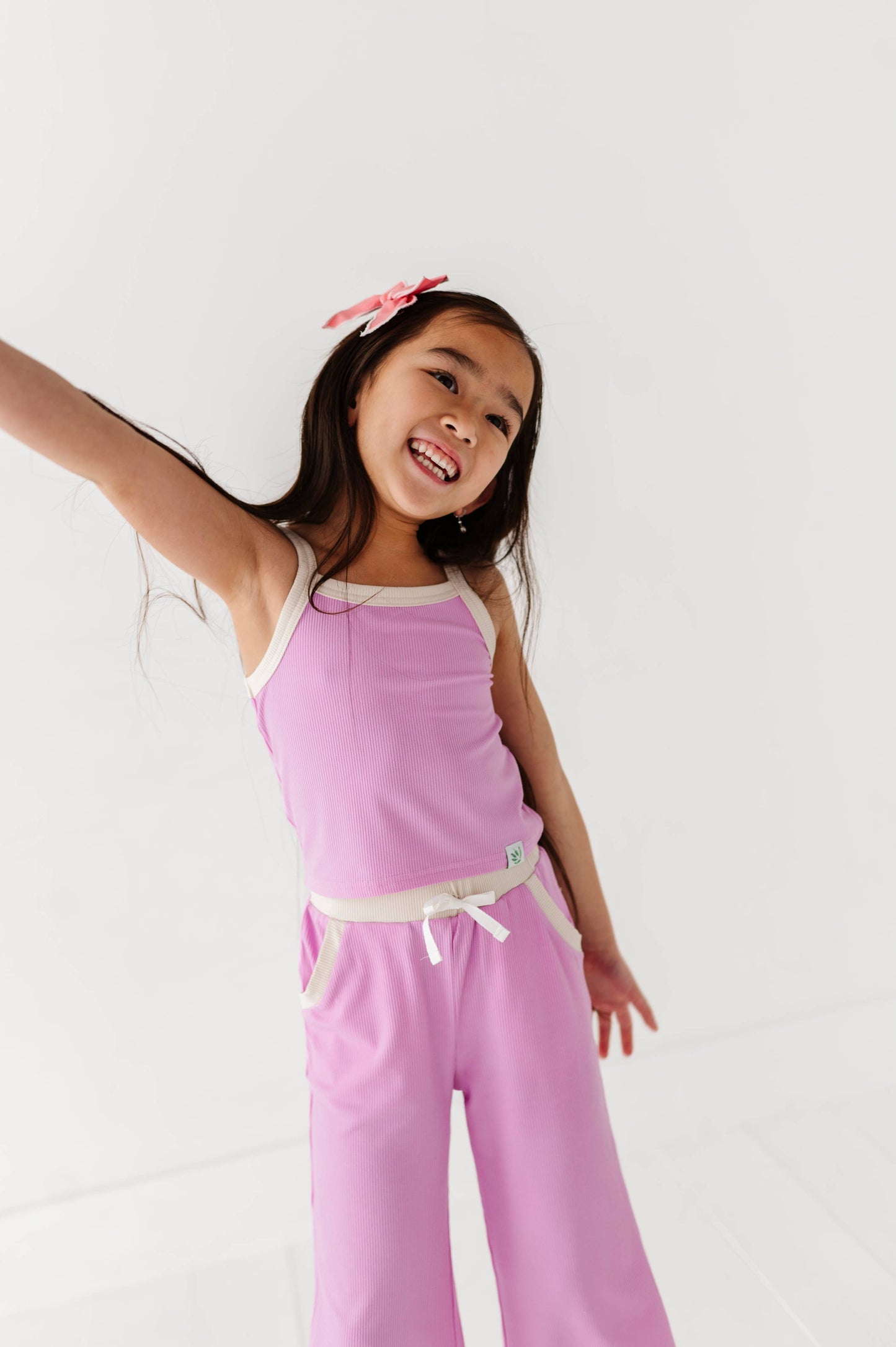 Lavendar | Ribbed Tank + Wide Leg Pants Set