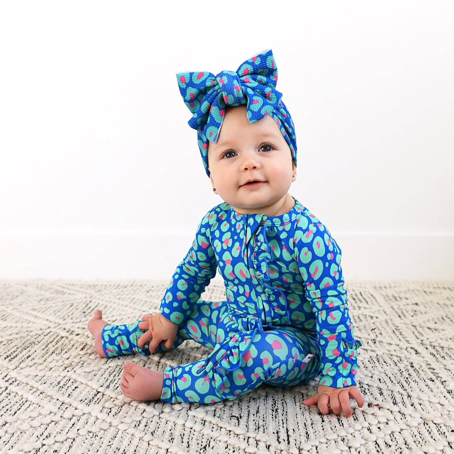 Miley Leopard Ruffle Zip Bamboo Baby Sleepies
