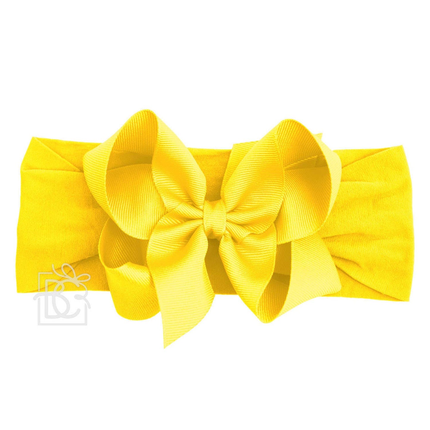 Classic Grosgrain Bow on Stretchy Hose Headband | Yellow Gold 4.5"