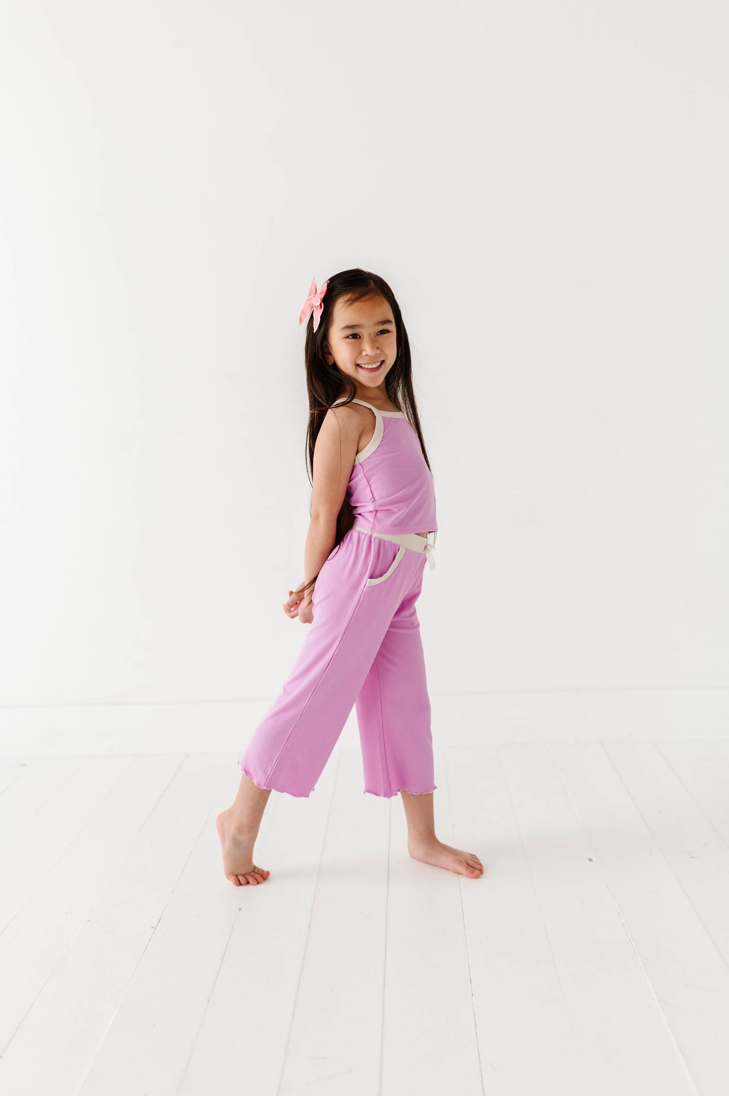 Lavendar | Ribbed Tank + Wide Leg Pants Set