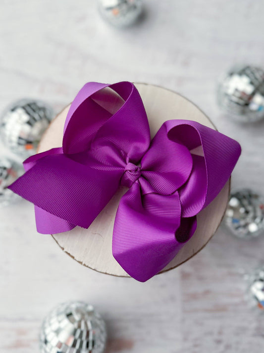 Oversize Bow 5.5" Grosgrain Hair Bow - Large: Purple