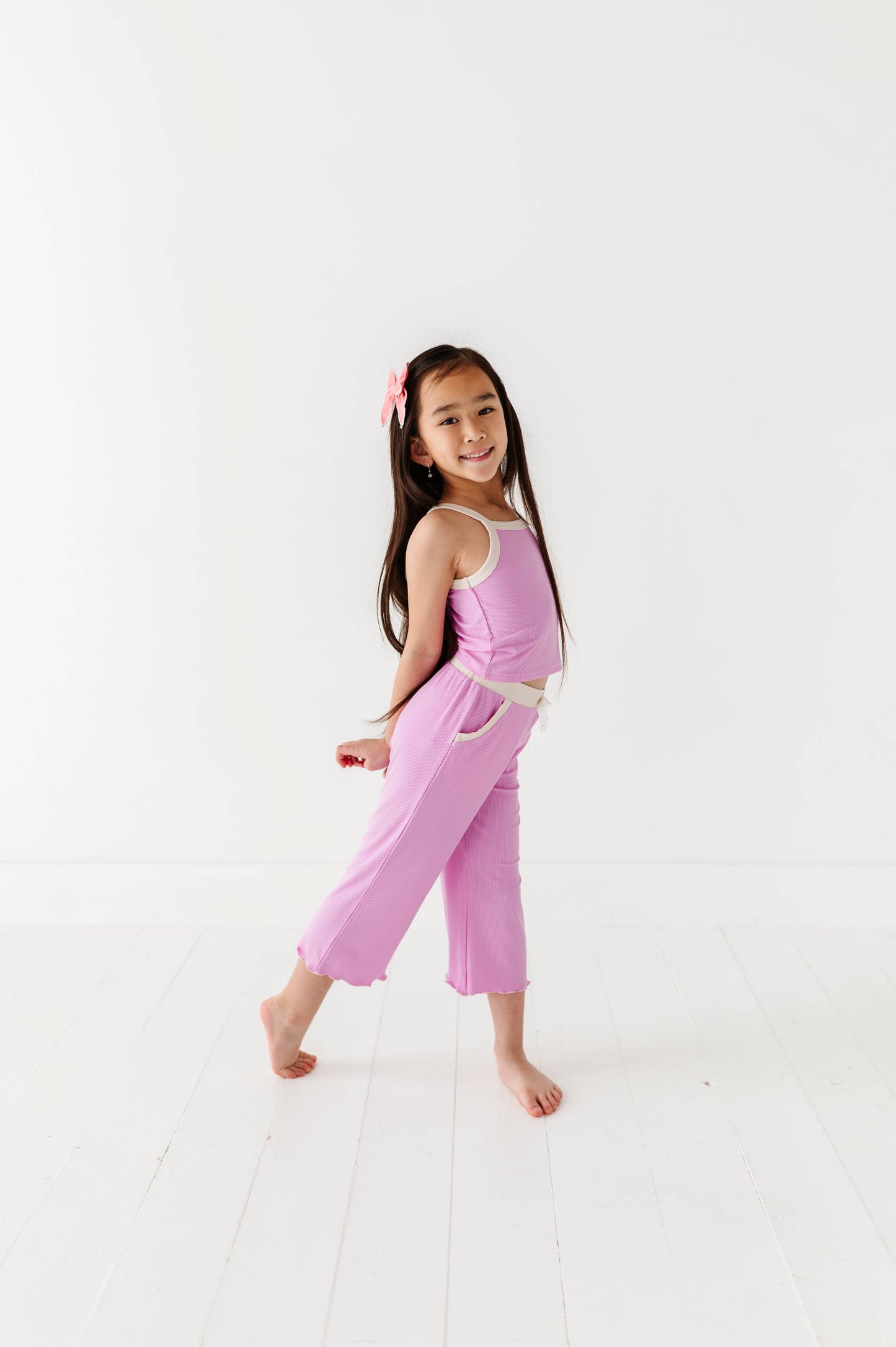 Lavendar | Ribbed Tank + Wide Leg Pants Set