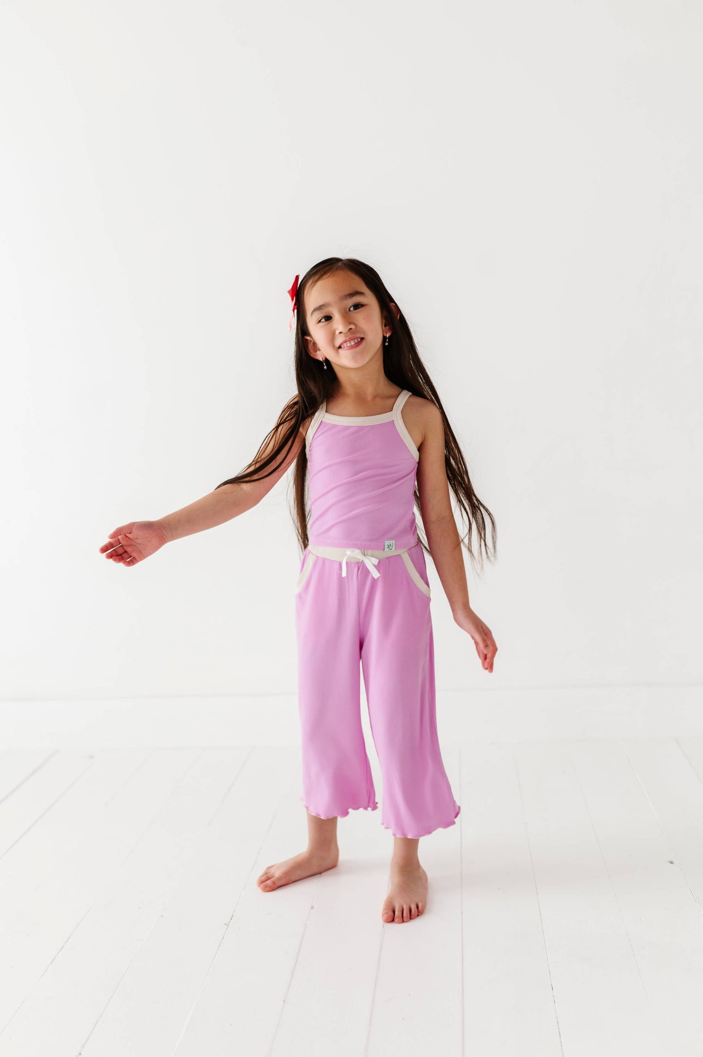 Lavendar | Ribbed Tank + Wide Leg Pants Set