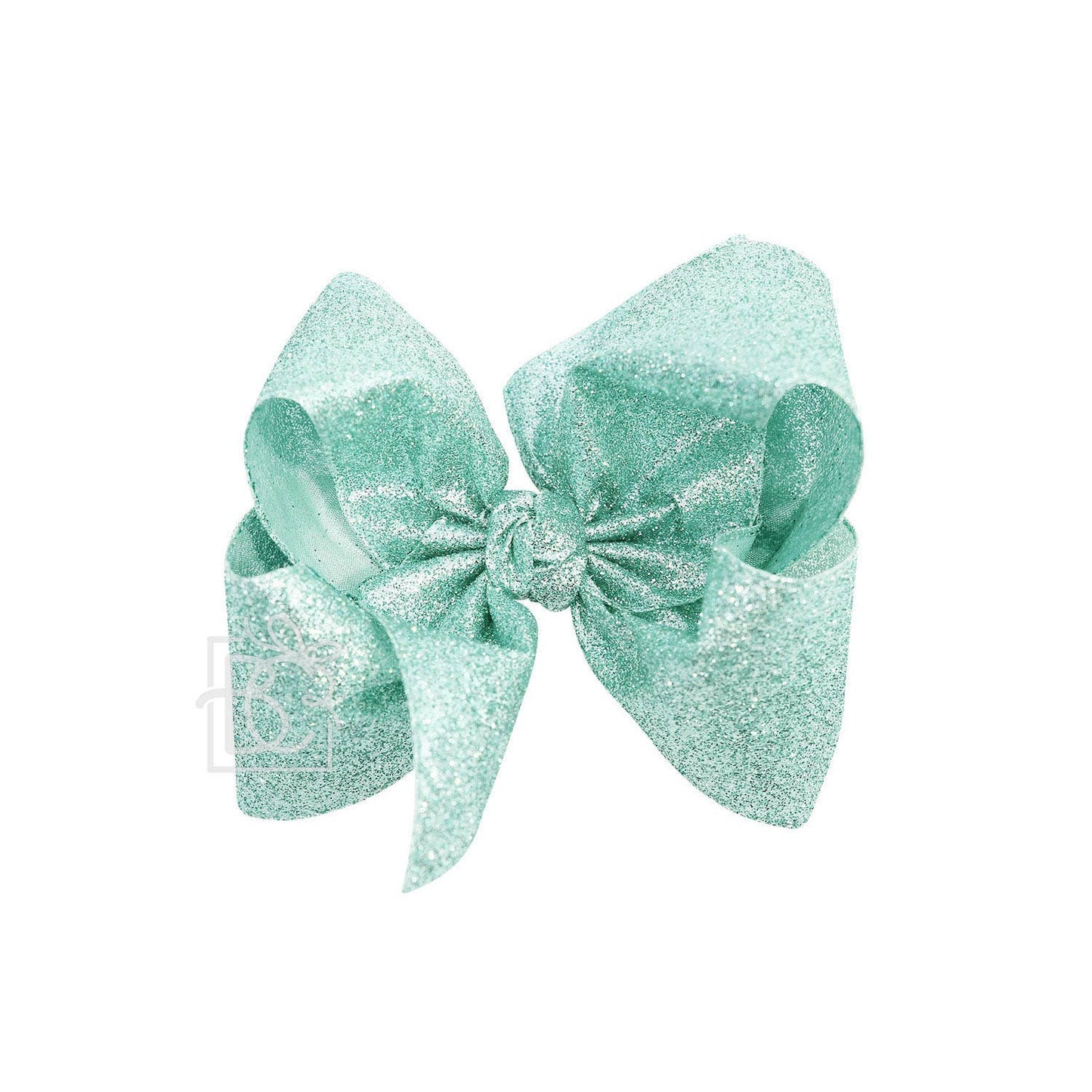 GLITTER METALLIC BOW ON CLIP: 6.5" Jumbo - 2.5" Ribbon on Lg. Alligator Clip / ROYAL BLUE