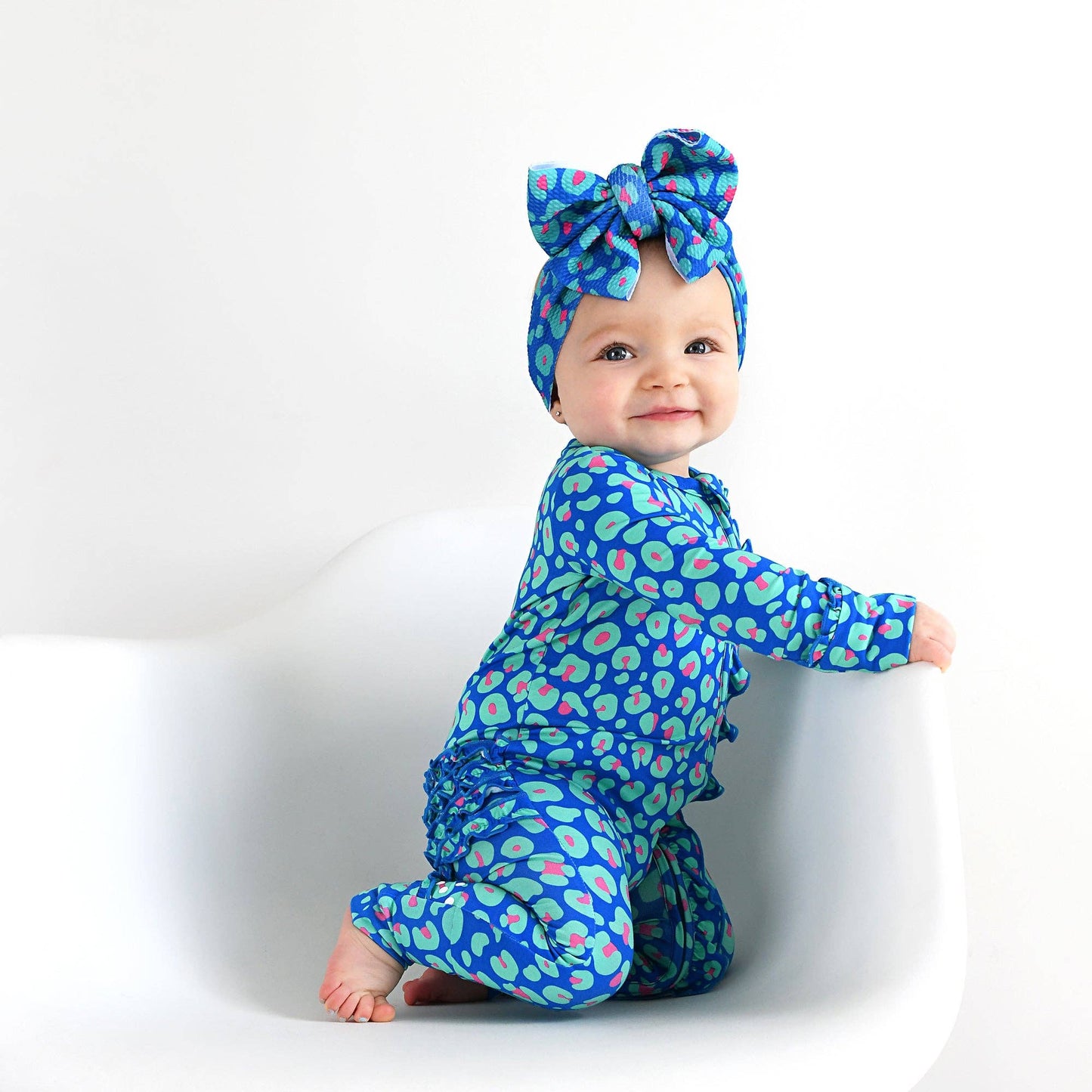 Miley Leopard Ruffle Zip Bamboo Baby Sleepies
