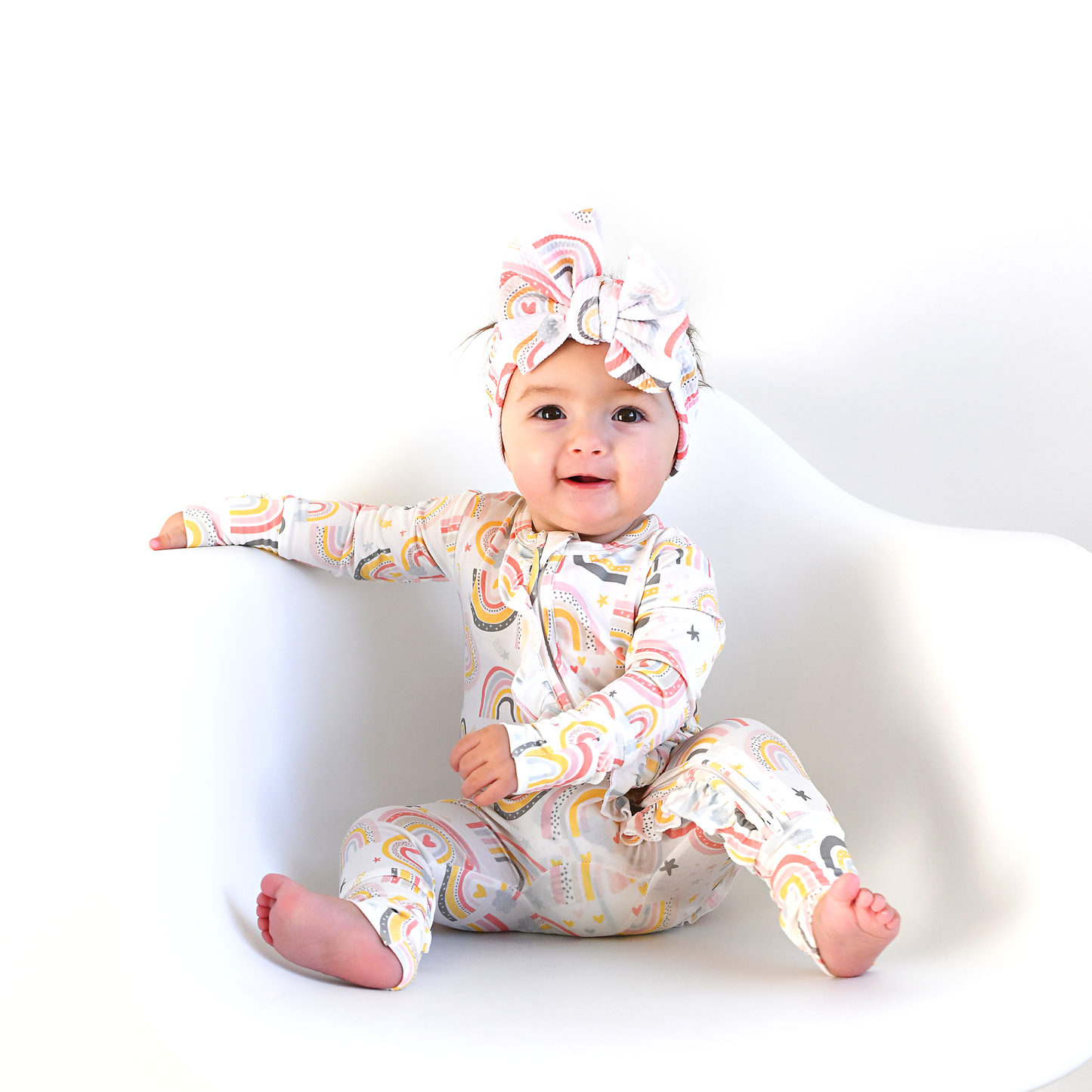 Millie Ruffle Zip Bamboo Rainbow Sleepies
