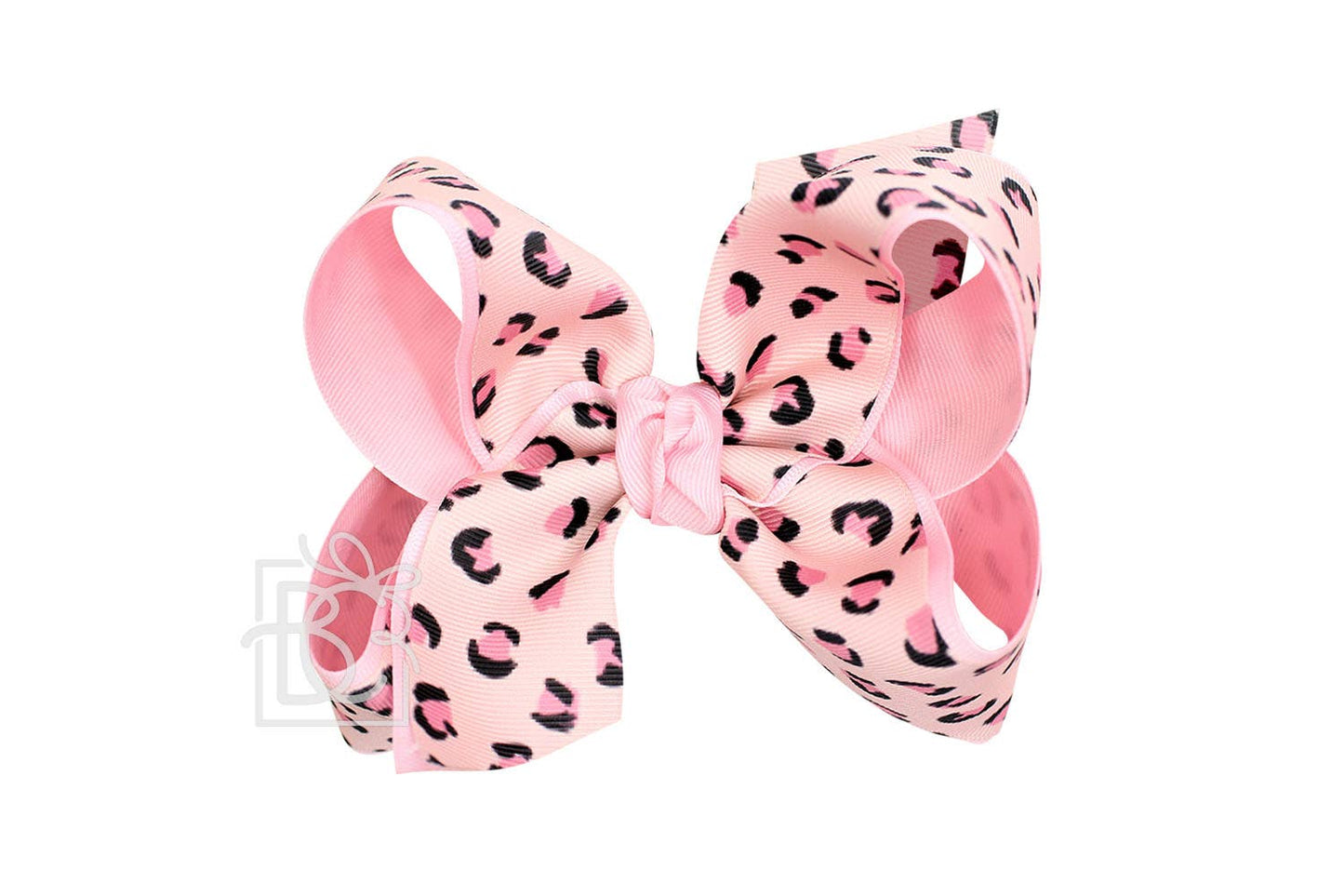 LAYERED LEOPARD BOW ON CLIP: 6.5" Jumbo - 2.25" & 2" Ribbons on Lg. Alligator Clip / OATMEAL/MULTI LEOPARD
