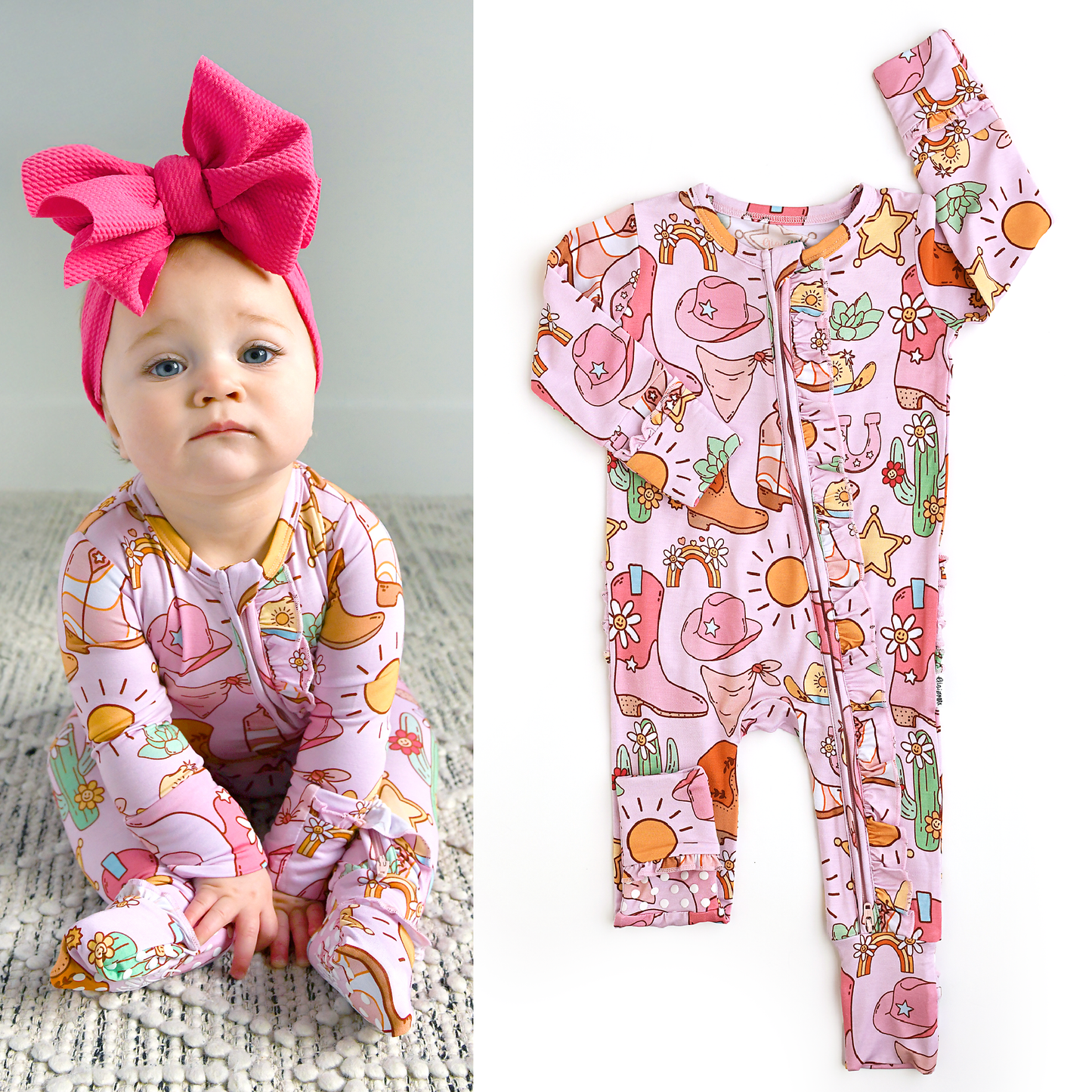 Lainey Ruffle Zip Bamboo Baby Sleepies