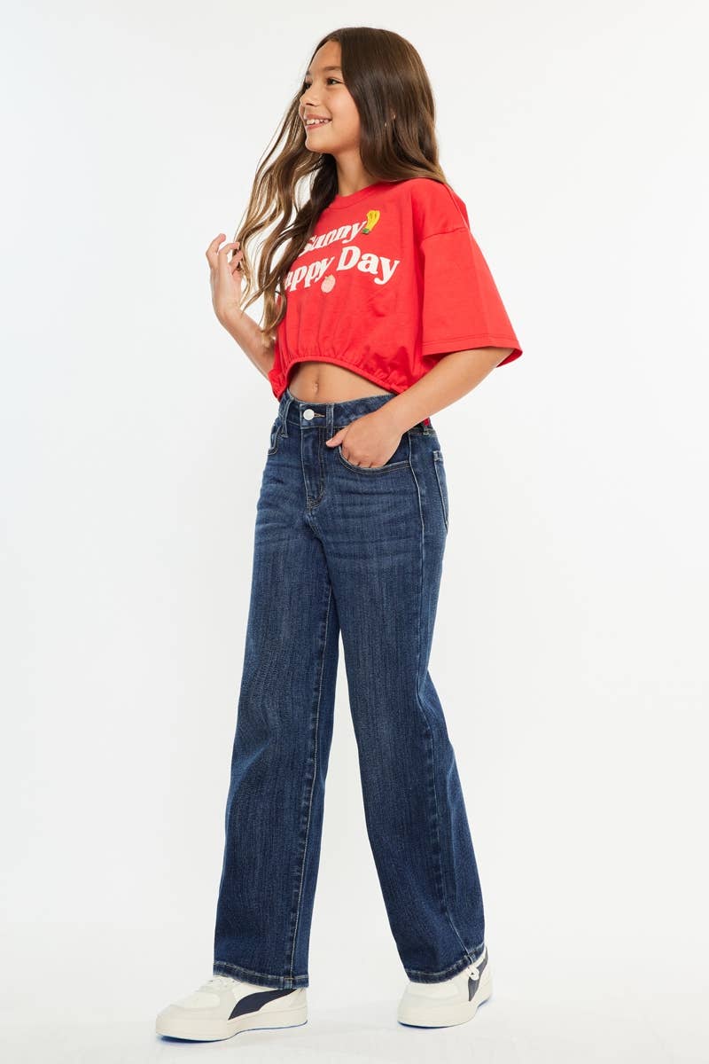 KanCan High Rise Wide Leg Jeans | Dark Wash