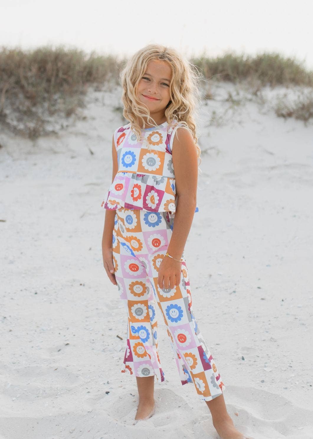 Retro Daisy Checkered Flare Set