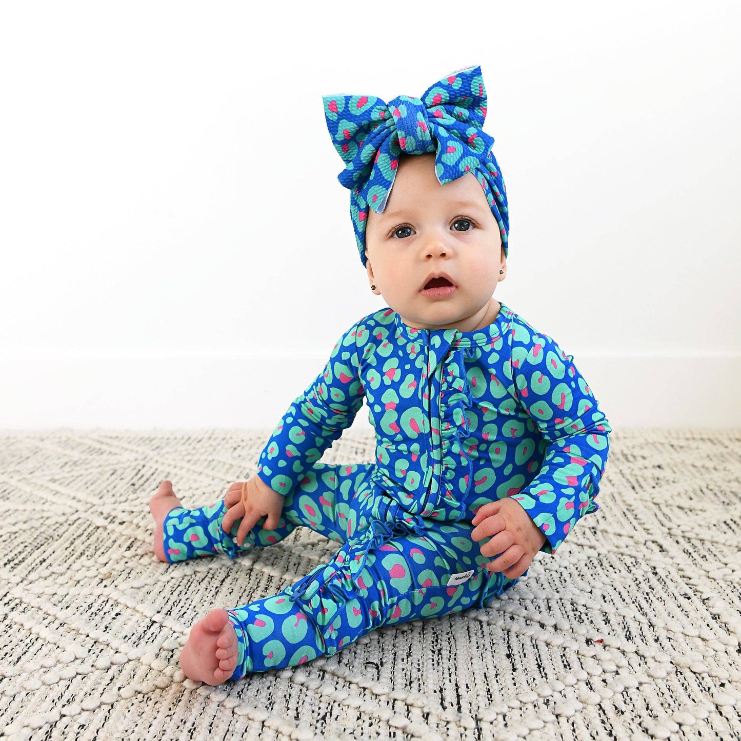 Miley Leopard Ruffle Zip Bamboo Baby Sleepies