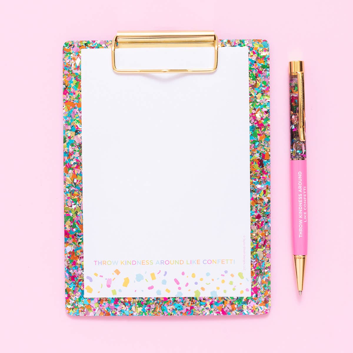 Mini Acrylic Clipboard & Notepad Set | Colorful Confetti