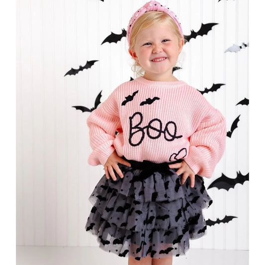 Boo Bat Halloween Knit Sweater