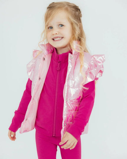 Neon Pink Checker Puffer Vest