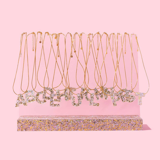 Letter Necklaces w/ Display - Pearl Confetti