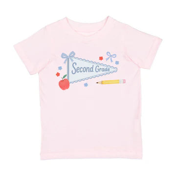 Second Grade Bow Pennant Tee | Pink