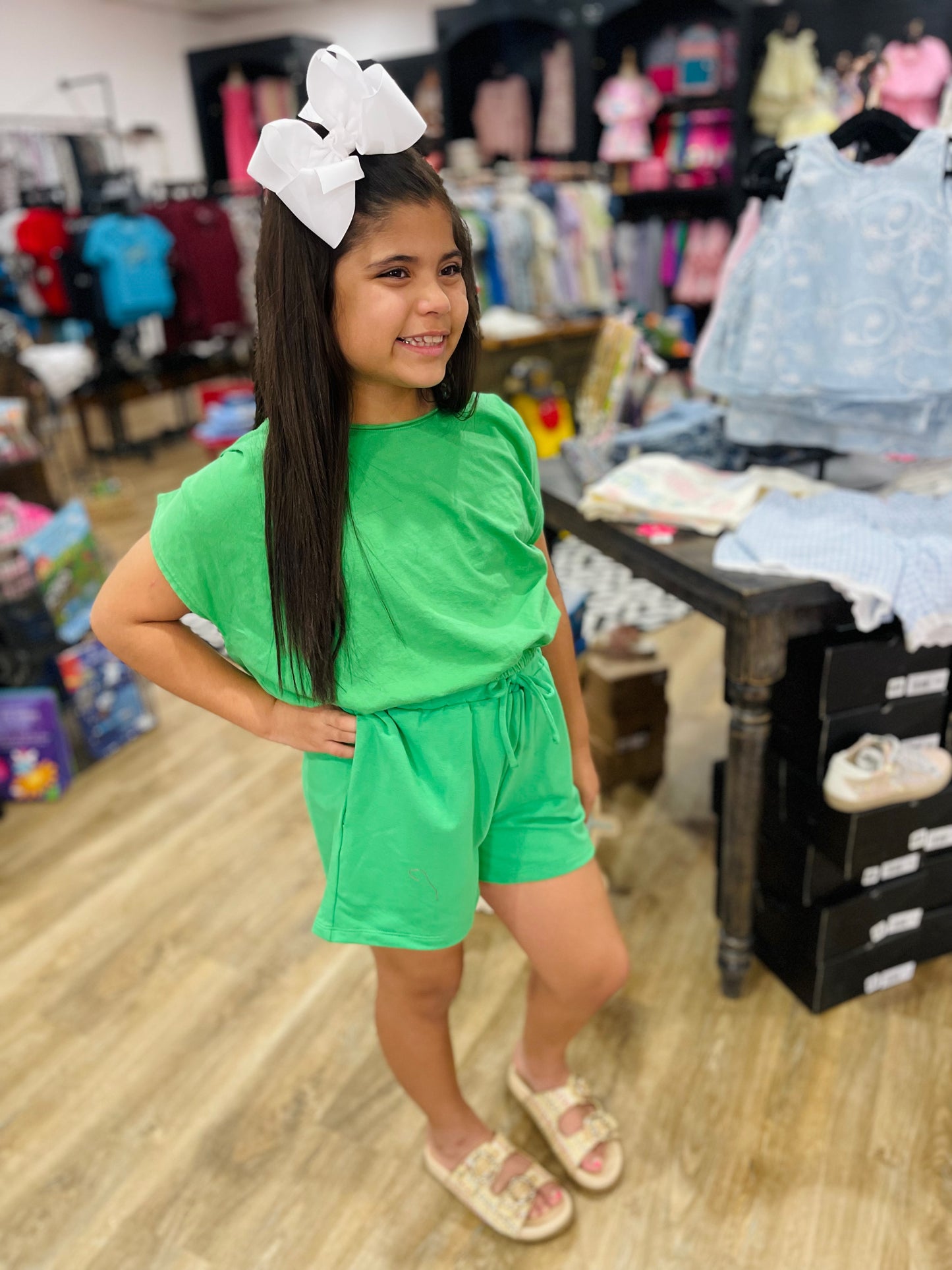 French Terry Paperbag Shorts | Seaweed