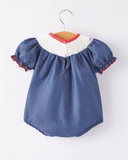 Girls Farm Smocking Embroidered Blue Dress: 12M