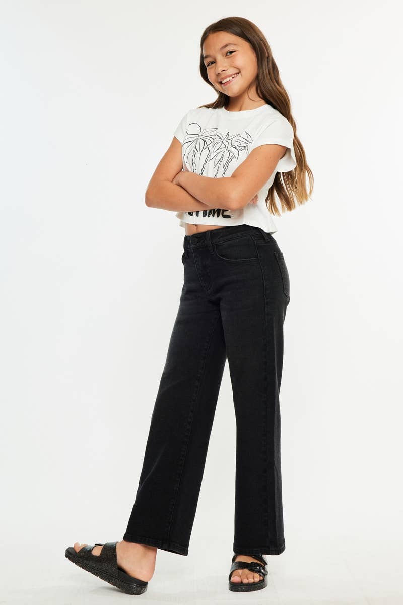 KanCan High Rise Wide Leg Black Denim Jeans