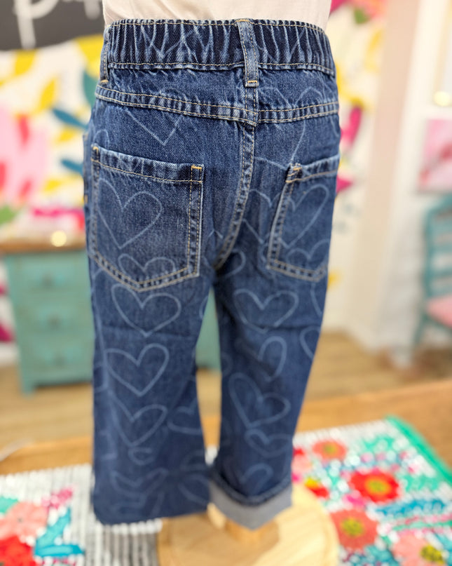 Elaina Printed Jeans | Denim Hearts