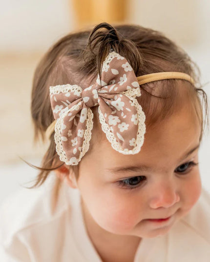 Mocha Floral Lace Bow