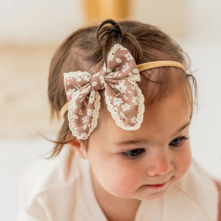 Mocha Floral Lace Bow