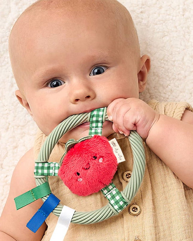 Itzy Ring Pal™ - Teething Ring with Plush Character: Red Tomato