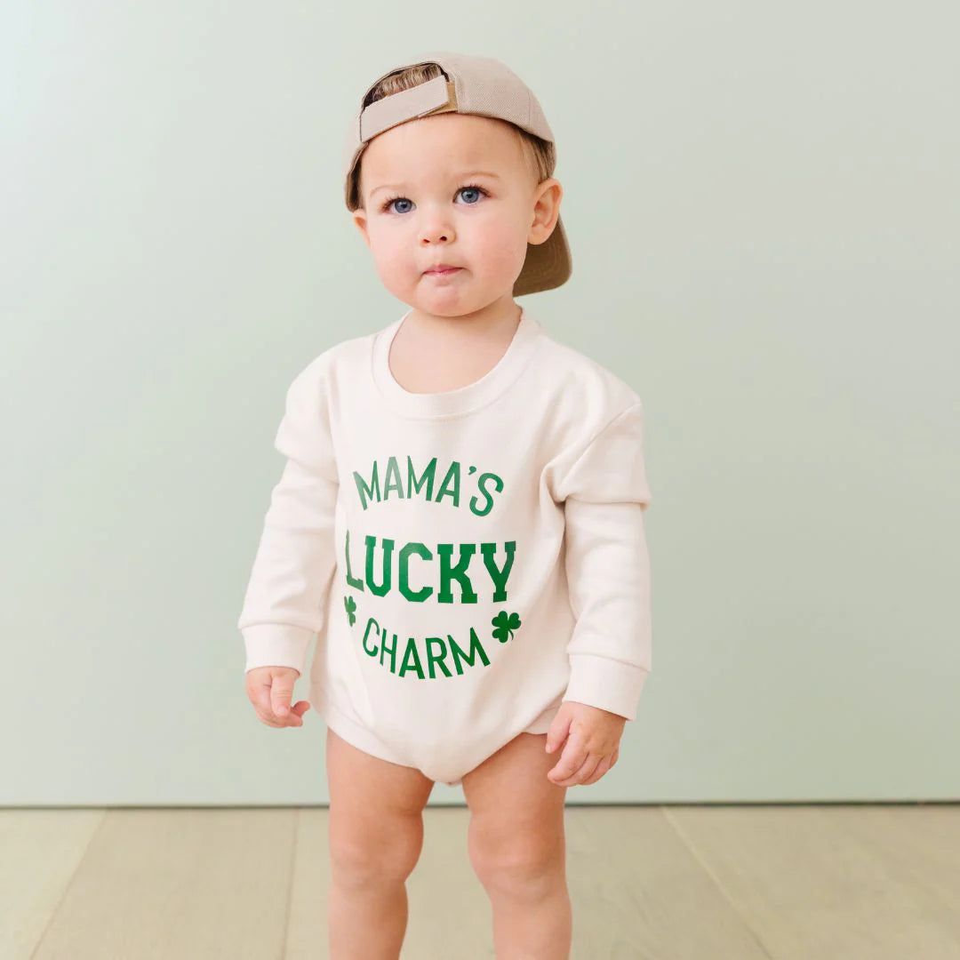 Mama’s Lucky Charm St. Patrick’s Day Romper | Natural