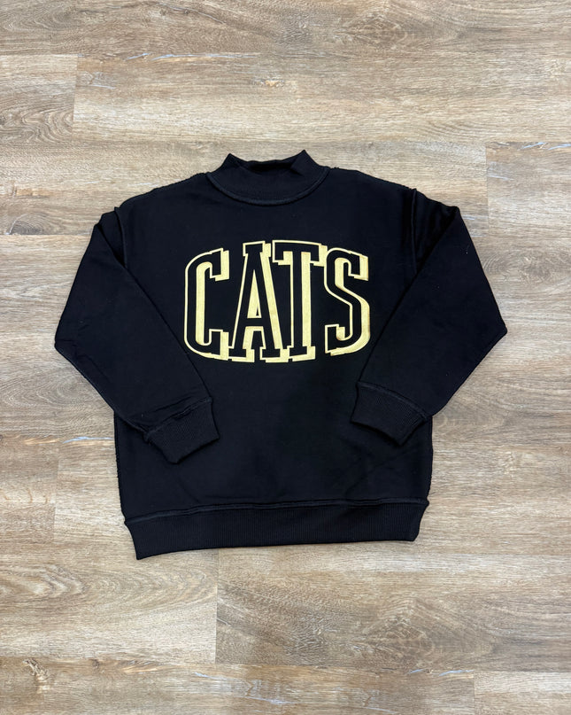 Mock Neck Metallic Puff Sweatshirt | Cats
