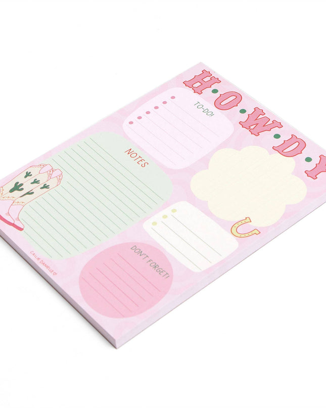 Howdy Cowgirl Boots Western Daily Notepad