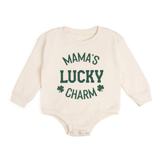 Mama’s Lucky Charm St. Patrick’s Day Romper | Natural
