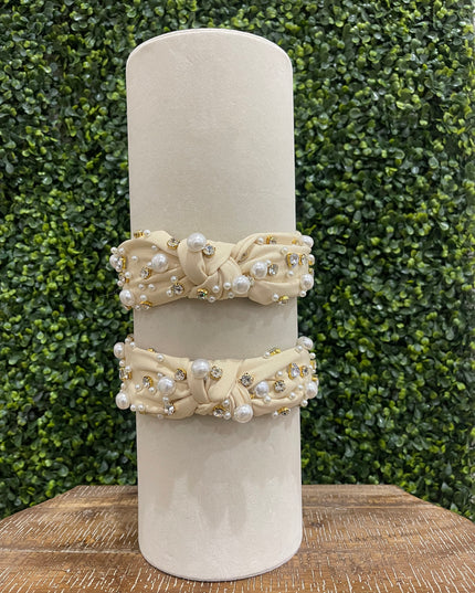 Cream Embellished Pearl Headband